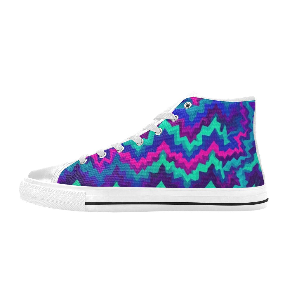 WOMEN'S Psychedelic Chevron Vortex High Top Canvas Vivid Custom Shoes
