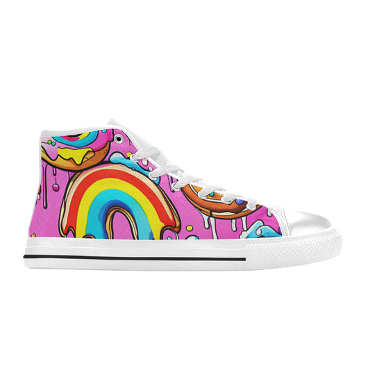 WOMEN'S Dripping Frosting From Rainbow High Top Canvas Vibrant Chaos Custom Sneakers