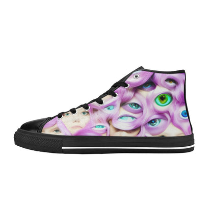 WOMEN'S Cc Wall Eyes Trippy High Top Canvas Y2K Custom Sneakers