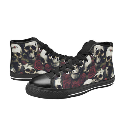 WOMEN'S Rose Skulls Dark High Top Canvas Dreamcore Custom Sneakers