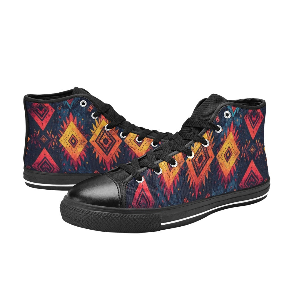 Wild Tribal Ripple 2 Men’s Classic High Top Canvas Shoes