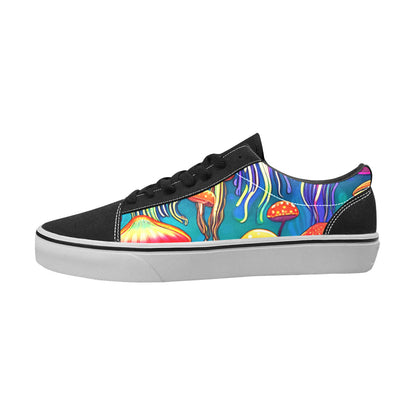 WOMEN'S Jellyfish Vibrant Mushroom Art Low Top Skateboarding Aesthetic Custom Sneakers