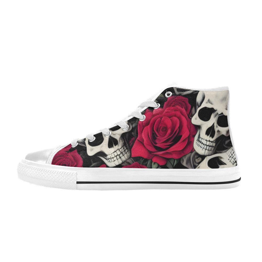 MEN'S Cc Skulls Roses 2 High Top Canvas Aesthetic Custom Shoes