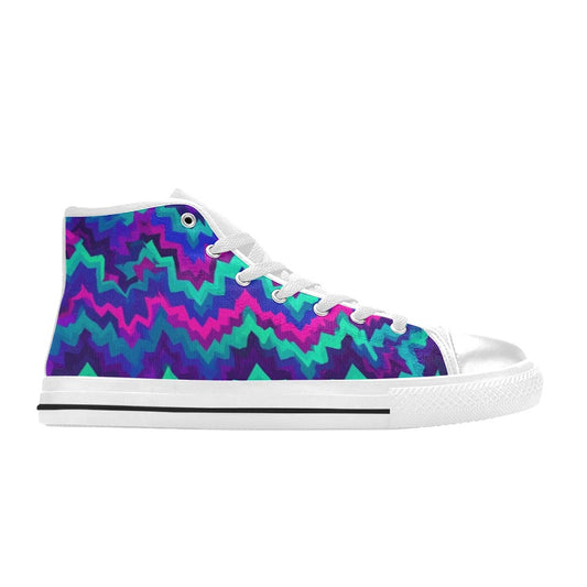 MEN'S Psychedelic Chevron Vortex High Top Canvas Vivid Sneakers