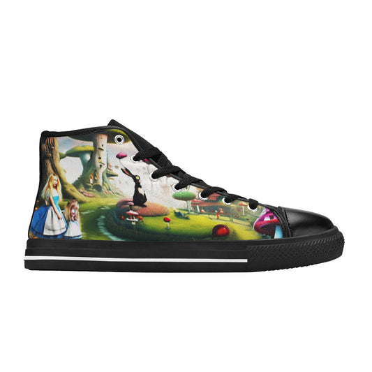 WOMEN'S Freaky World Wonderland Distorted High Top Canvas Neon Fantasy Sneakers