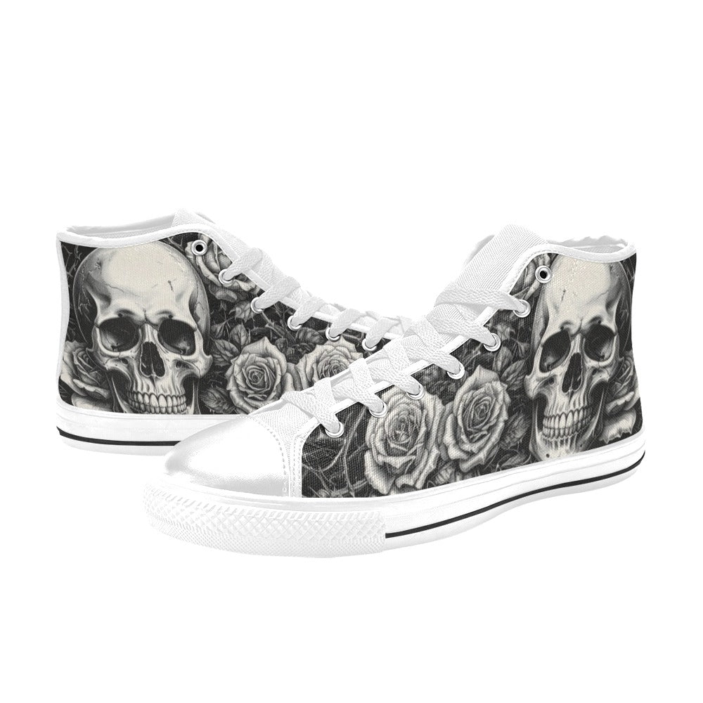 Dark Art Men's Gothic Skull High Top Canvas Shoes | Freaky Shoes®