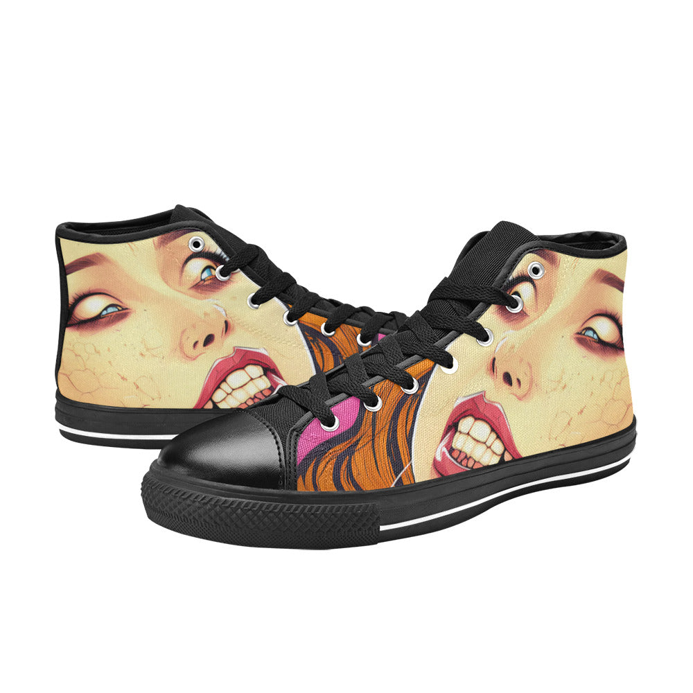 MEN'S Cc Retro Woman Face High Top Canvas Dark Academia Shoes