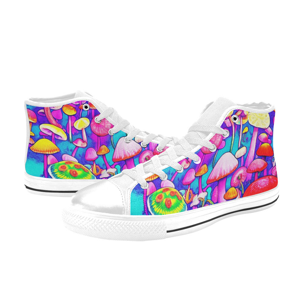 WOMEN'S Colorful Mushrooms Art Vibes High Top Canvas Wallpaper Art Shoes