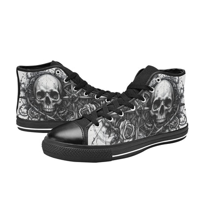 Dark Gothic Art Skull Men's High Top Canvas Shoes | Freaky Shoes®