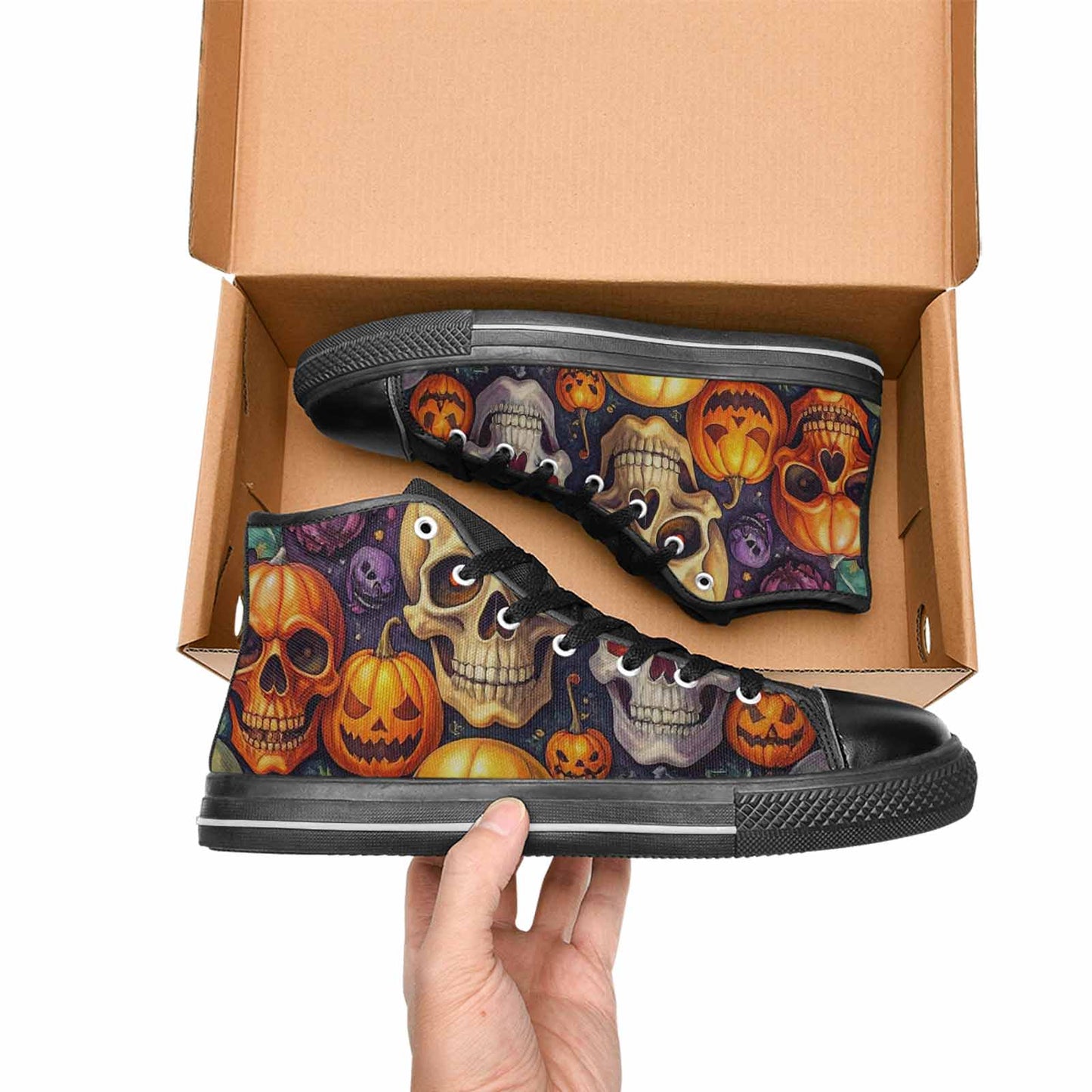 MEN'S Skulls - Halloween High Top Canvas Vivid Sneakers