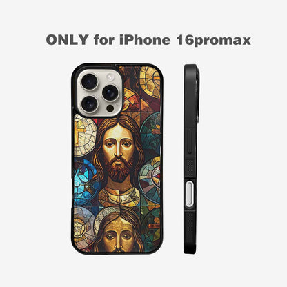 iPhone 16 Pro Max Case — Jesus Face Small Cross And Faith, Custom Print Case Cover