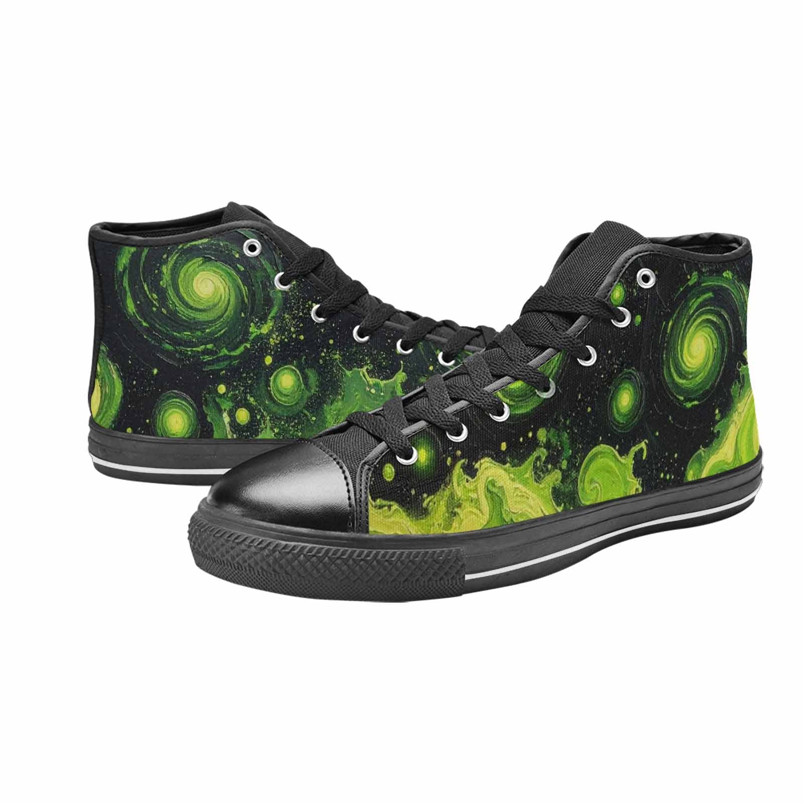 WOMEN'S Melting Galaxy Acid Green High Top Canvas Surreal Shoes
