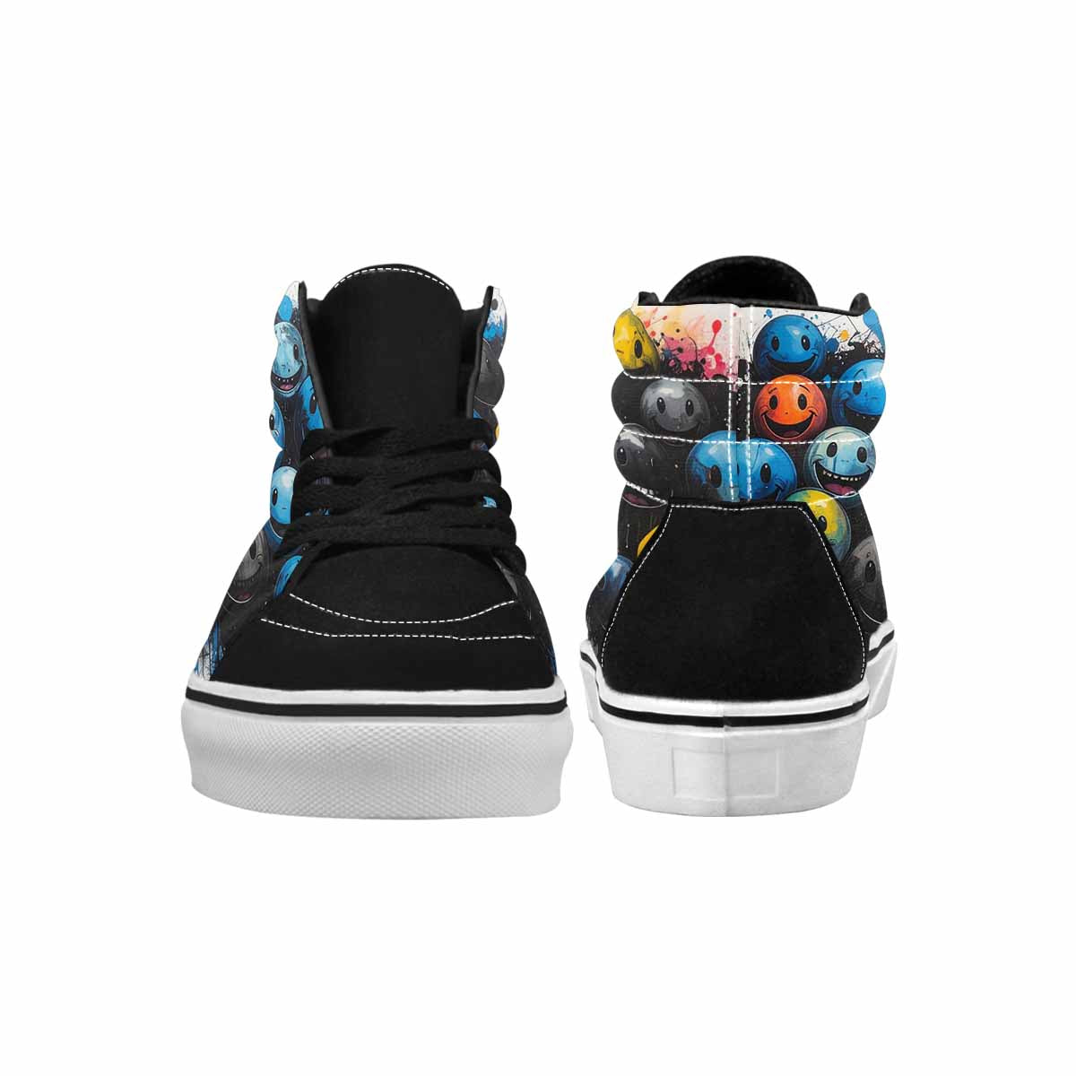MEN'S Melting Moon Smiley High Top Canvas Surreal Custom Shoes