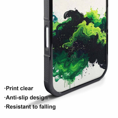 iPhone 17 Pro Case — Black Green Ink Galaxy Nebula Galaxy, Custom Designed Case Cover