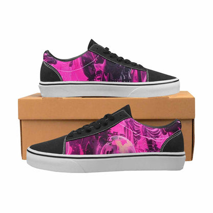 WOMEN'S Skeletons  Neon Pink Lace-Up Canvas Wallpaper Art Sneakers