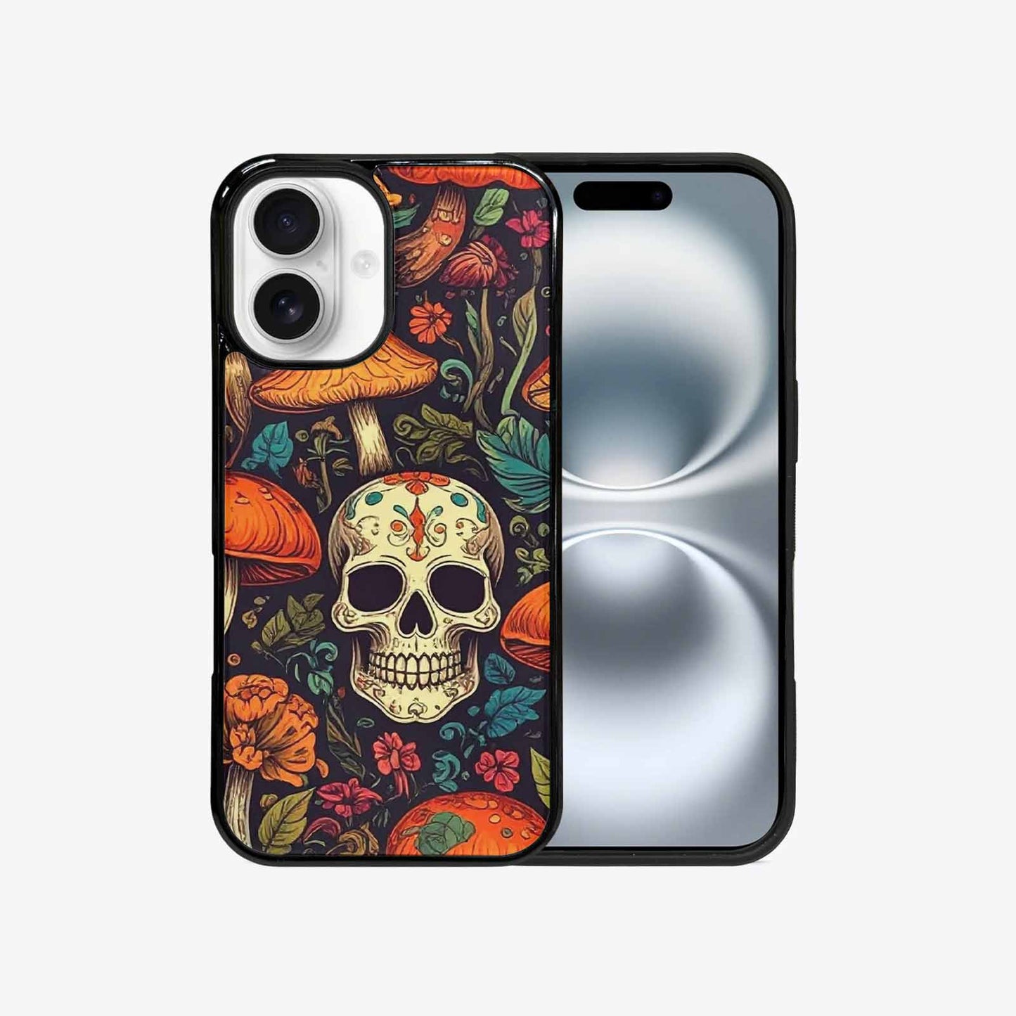iPhone 16 Case — Mushrooms And Skulls, Custom Made Phone Cover