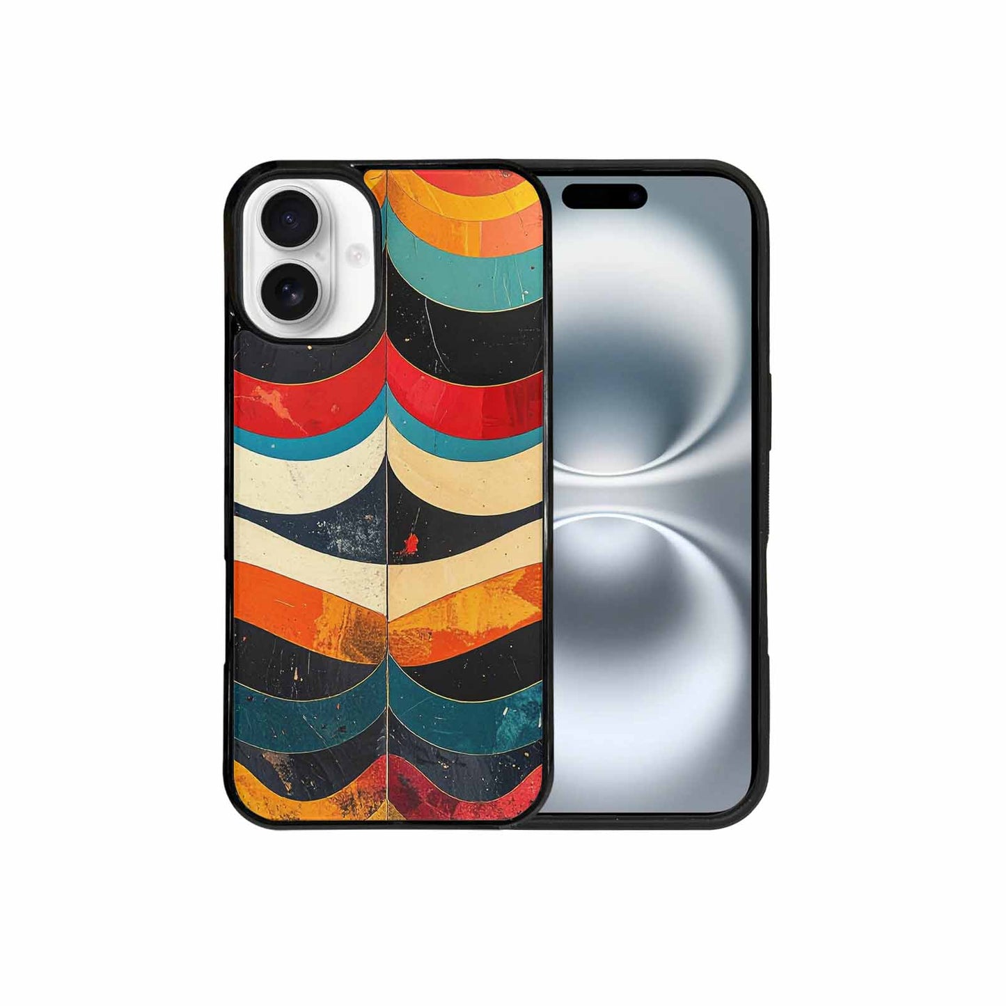 iPhone 16 Plus Case — Retro Wave Scallop Stripe Small Wavy, Custom Printed Phone Case