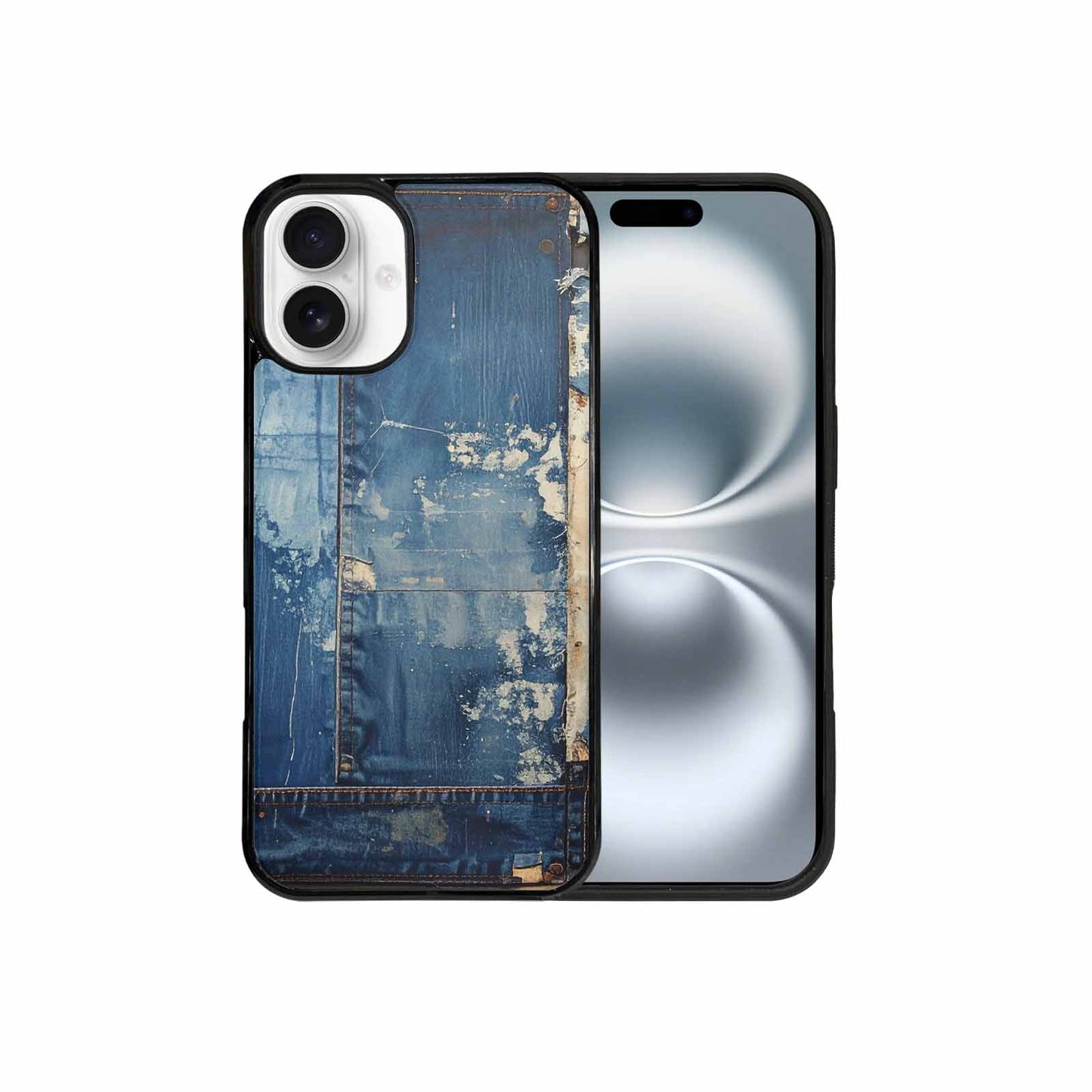 iPhone 16 Plus Case — Denim Distressed Textures Print Edge To, Original Design Phone Case