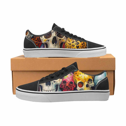 WOMEN'S Skulls  Animal Print Lace-Up Canvas Neon Fantasy Custom Shoes