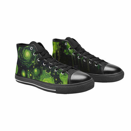 MEN'S Melting Galaxy Acid Green High Top Canvas Dark Academia Custom Shoes