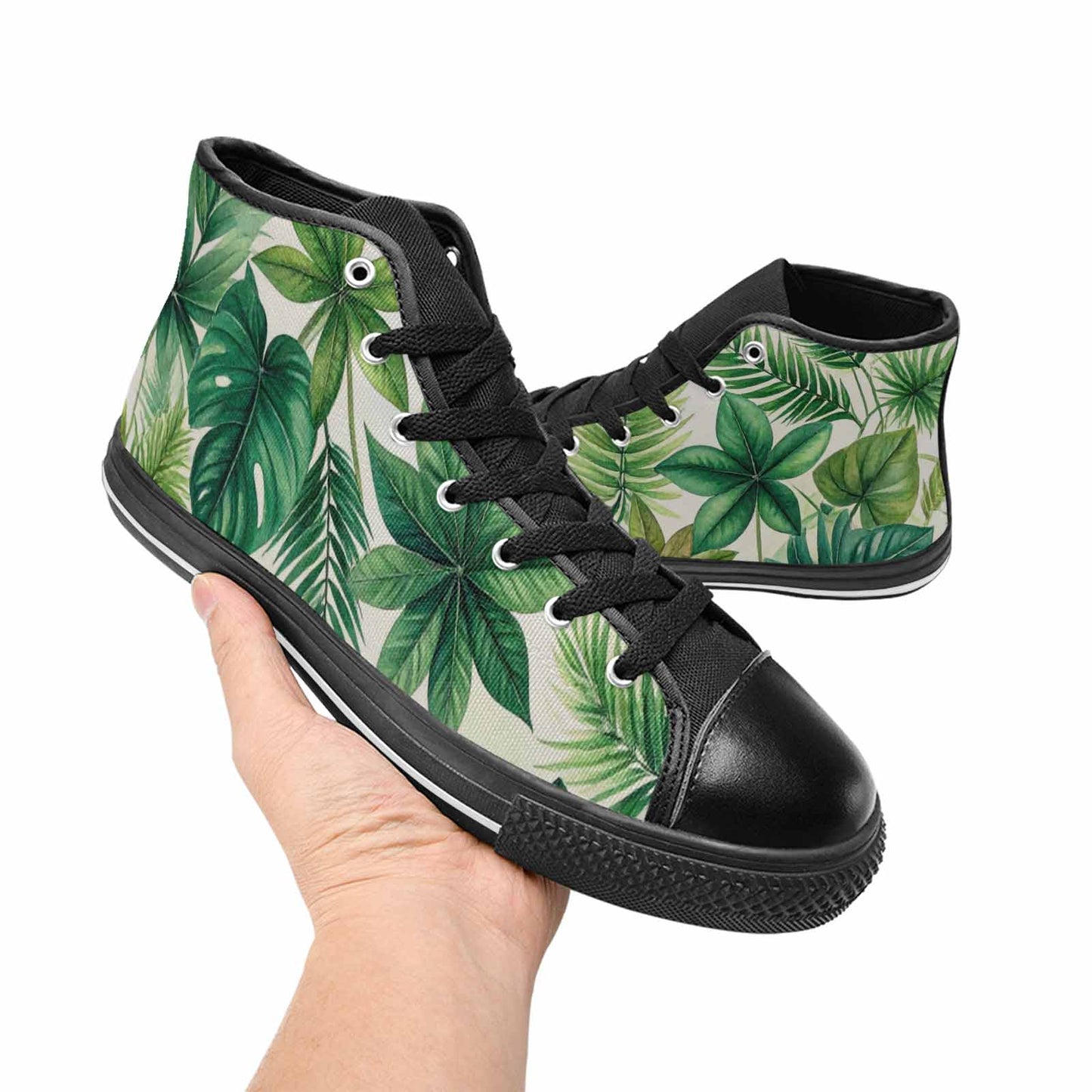 WOMEN'S Seven-Point Palmate Leaf High Top Canvas Cottagecore Custom Sneakers