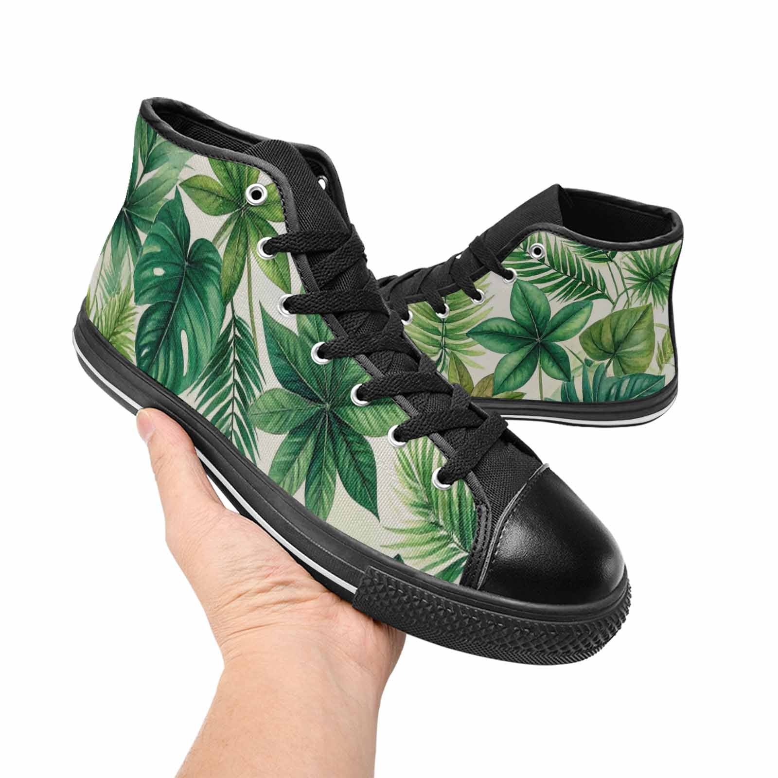WOMEN'S Seven-Point Palmate Leaf High Top Canvas Cottagecore Custom Sneakers