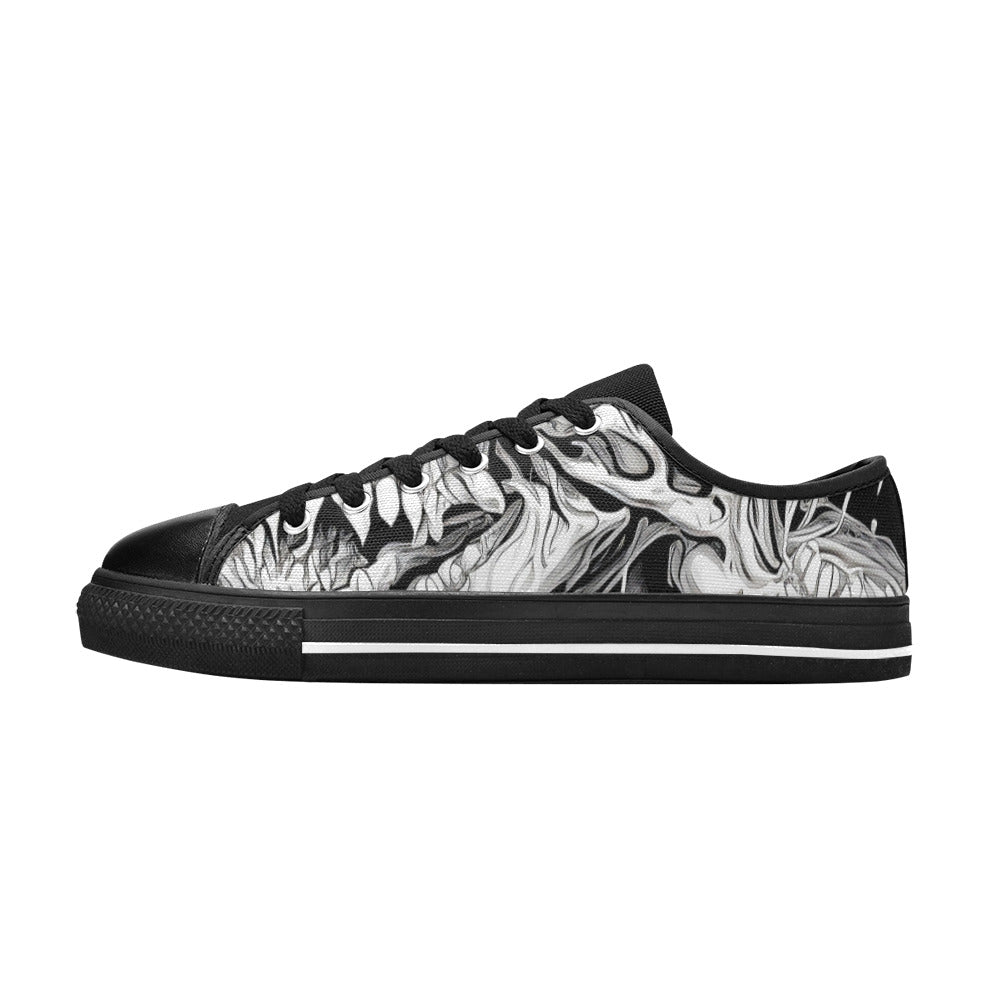 MEN'S Cc Demons Grey Canvas Grunge Custom Shoes