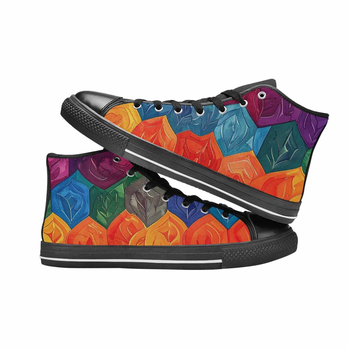 MEN'S Rainbow Pride Flag High Top Canvas Vibrant Chaos Shoes