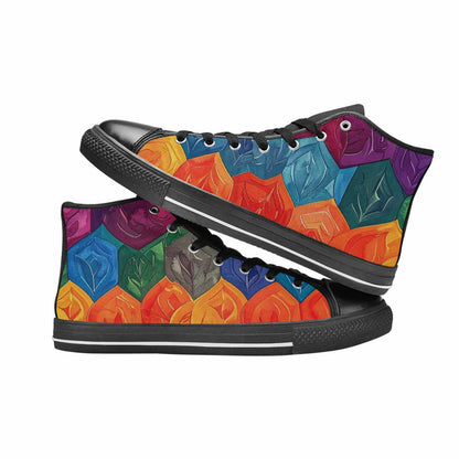 MEN'S Rainbow Pride Flag High Top Canvas Vibrant Chaos Shoes