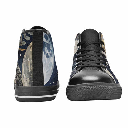 WOMEN'S Wolf Silhouette Moon High Top Canvas Dark Academia Custom Sneakers