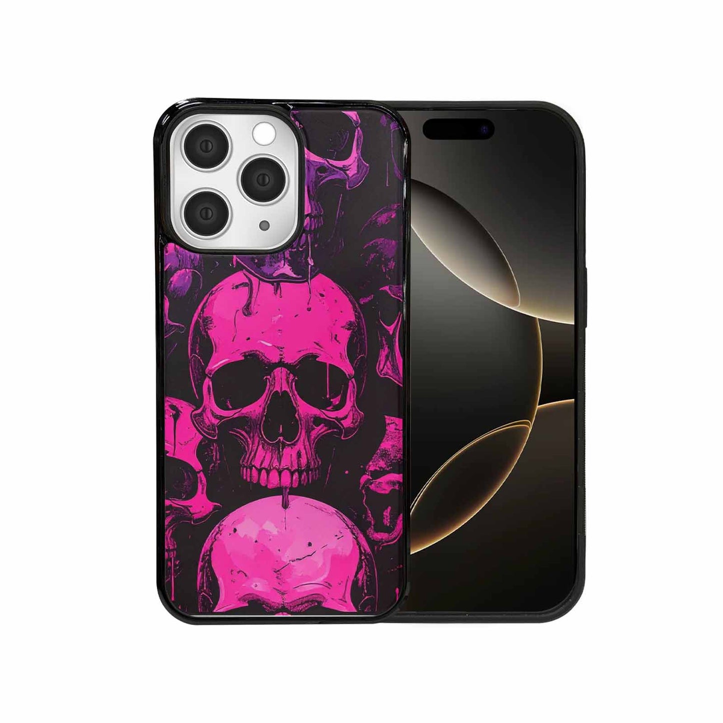 iPhone 15 Pro Max Case — Pink Purple Skeletons Neon Drip Melting, Customized Protective Case