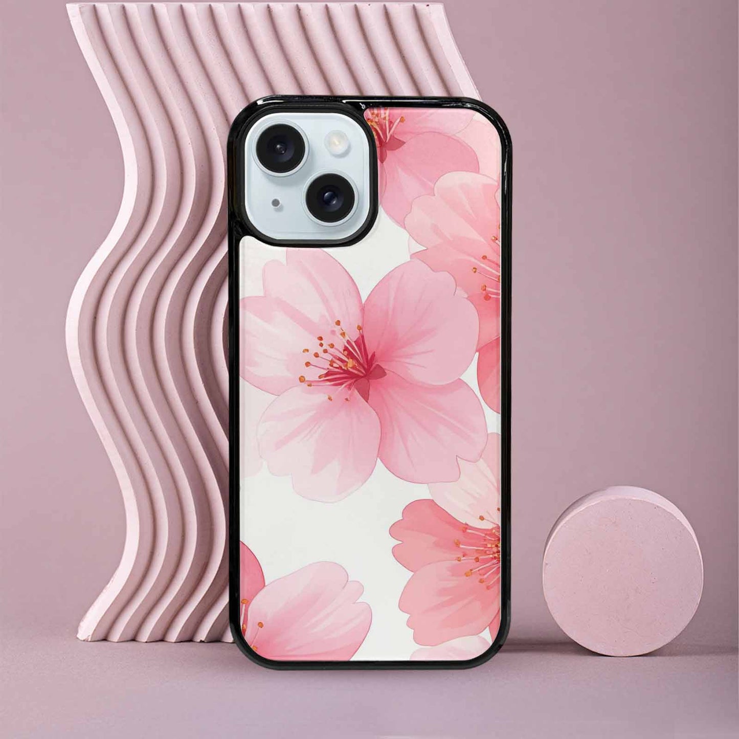 iPhone 15 Case — Japanese Cherry Blossom Pattern Sakura Flowers, Unique Phone Case Design