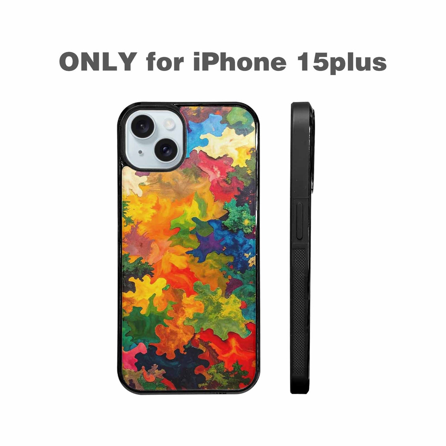 iPhone 15 Plus Case — Camo Patches Full Color Vibrant Camo, Personalized Phone Case