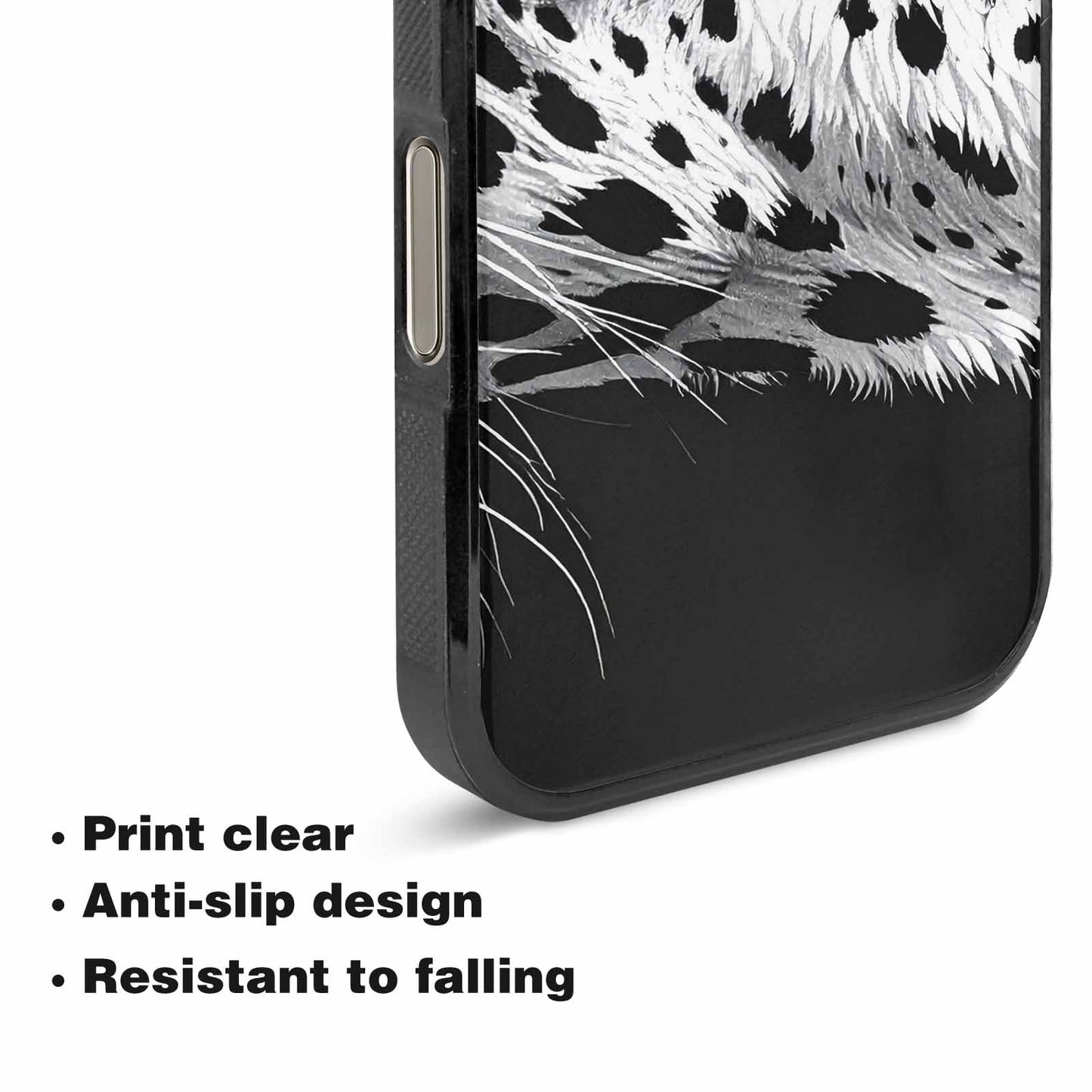 iPhone 16 Pro Case — Leopard Print Black And White Style, Original Design Phone Case