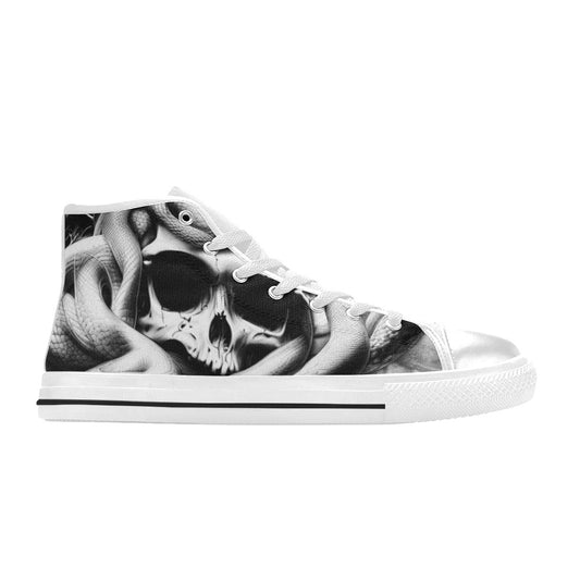 WOMEN'S Cc Snake Skull Art High Top Canvas Grunge Shoes