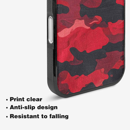 iPhone 16 Plus Case — Tactical Camo Red Black Custom, Custom Printed Phone Case