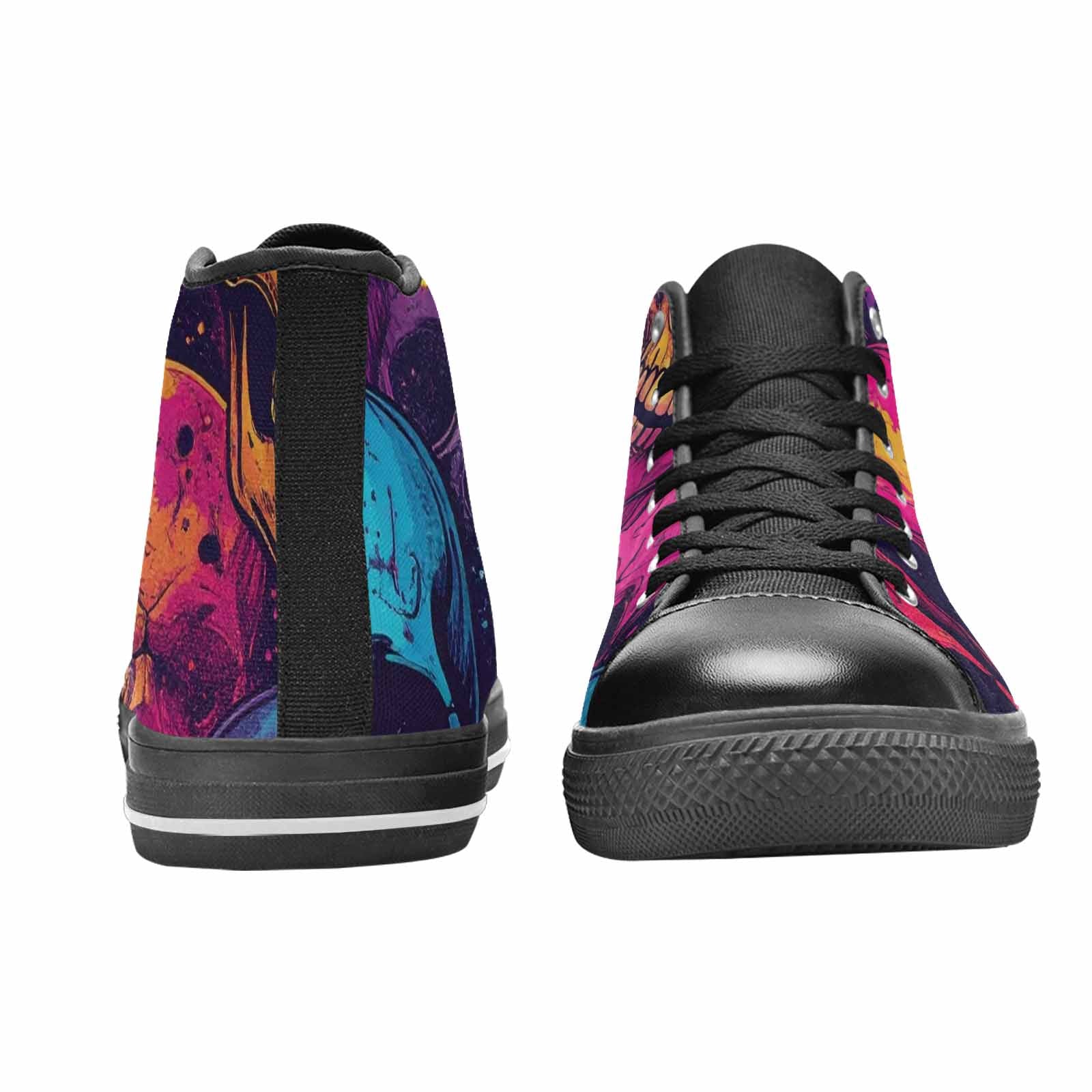 WOMEN'S Skulls Splatter Comic High Top Canvas Dark Academia Custom Sneakers