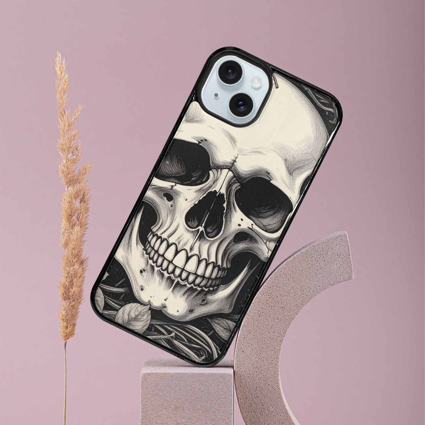 iPhone 15 Plus Case — 20 Skulls Overlapping Seamless Tileable Pattern, Customized Protective Case
