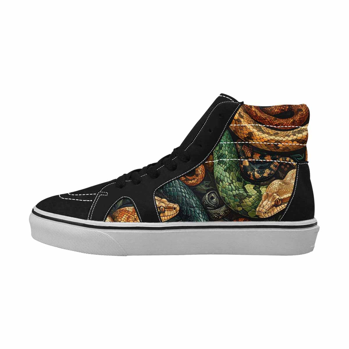 WOMEN'S Snake Skin Reptile High Top Canvas Vibrant Chaos Sneakers