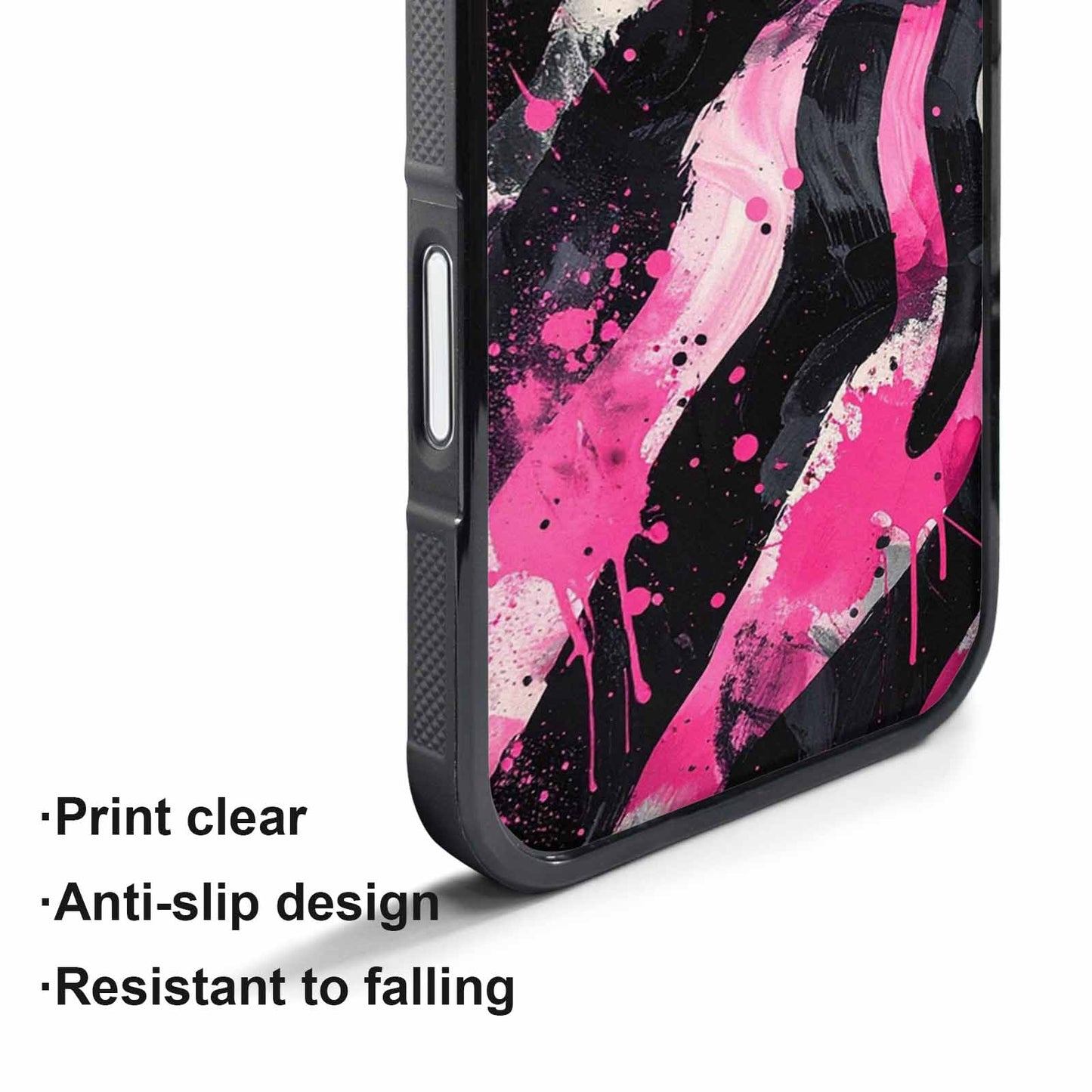 iPhone 17 Pro Case — Black Pink Ink Zebra Stripe Animal, Custom Printed Phone Case