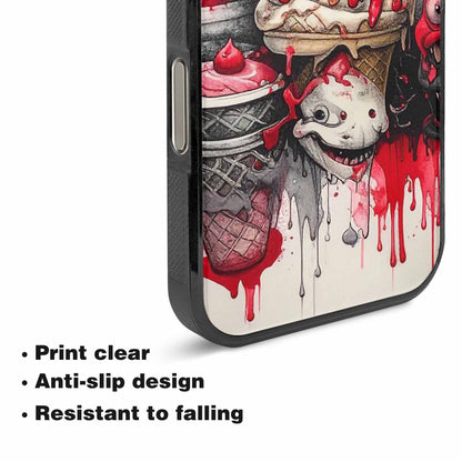 iPhone 16 Pro Max Case — Ice Cream Monsters Black Red Ink, Custom Designed Case Cover