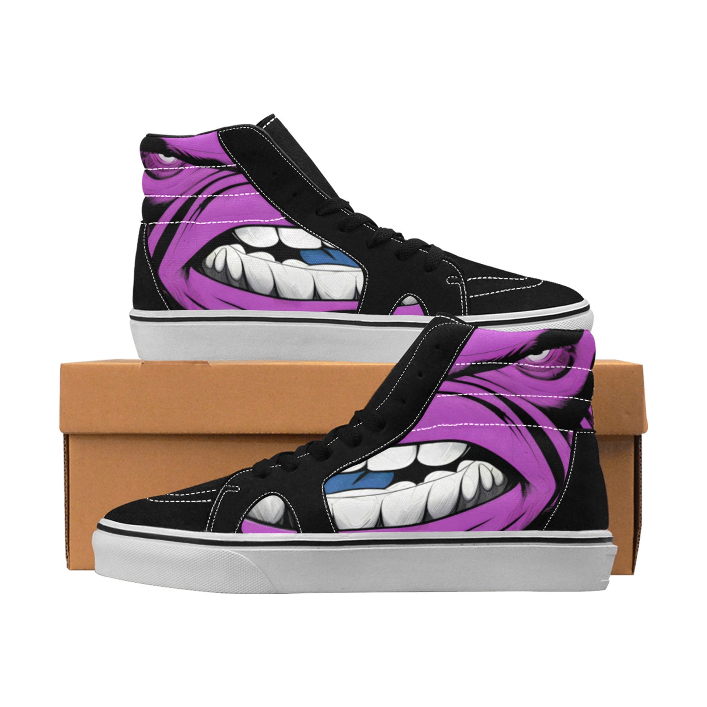WOMEN'S Grape Attack Retro Faces High Top Skateboarding Neon Fantasy Shoes