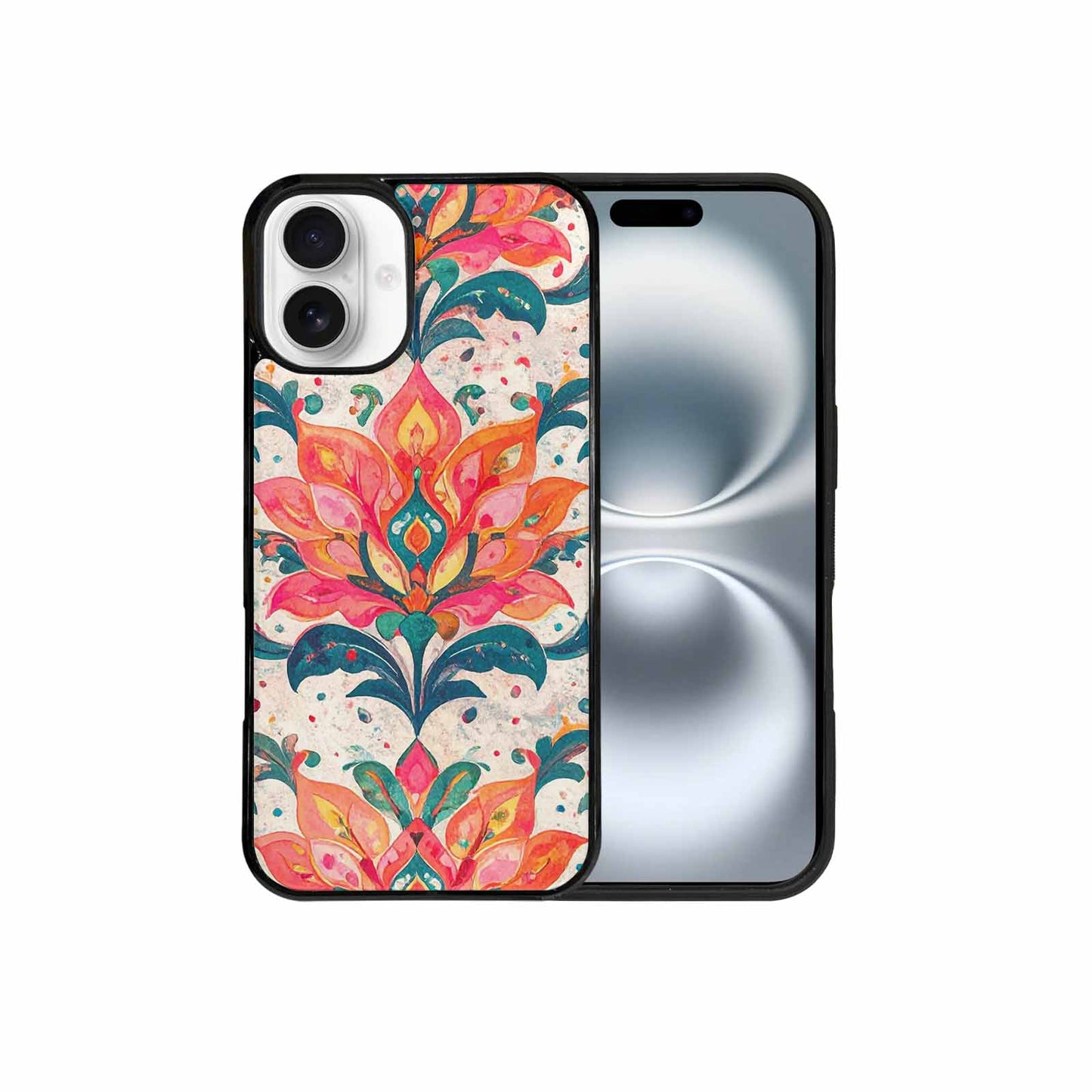iPhone 16 Plus Case — Marble Floral, Unique Phone Case Design