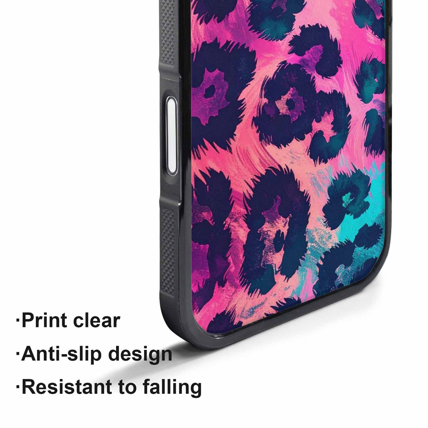 iPhone 17 Pro Case — Leopard Neon Pink Teal Airbrush Animal, Custom Phone Case