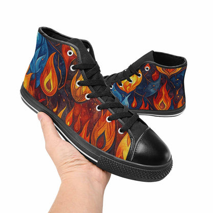 MEN'S Fire Flame High Top Canvas Cottagecore Custom Sneakers