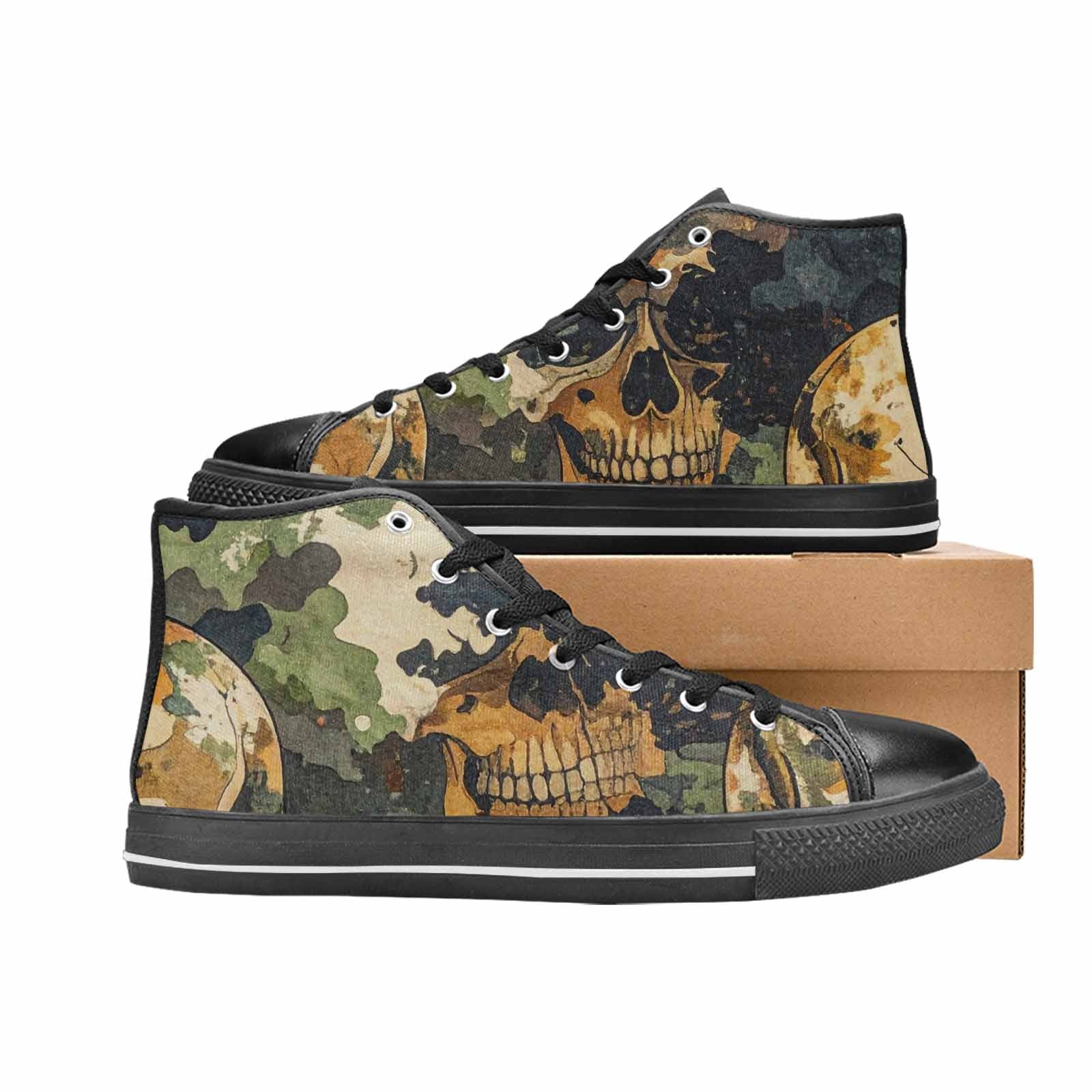 MEN'S Military Camo Skull High Top Canvas Neon Fantasy Custom Shoes
