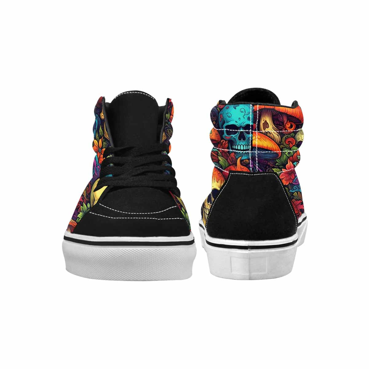 WOMEN'S Mushrooms And Skulls High Top Canvas Neon Fantasy Custom Shoes