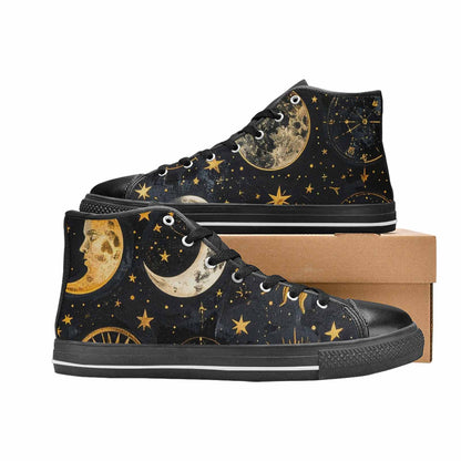 WOMEN'S Zodiac Constellation Star High Top Canvas Wallpaper Art Shoes