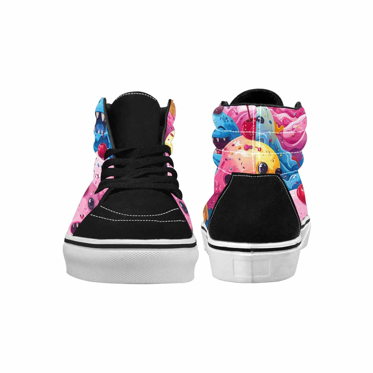 WOMEN'S Melting Icecream Monster Cherry High Top Canvas Vibrant Chaos Custom Shoes