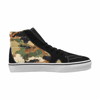 WOMEN'S Military Camo Skull High Top Canvas Wallpaper Art Sneakers